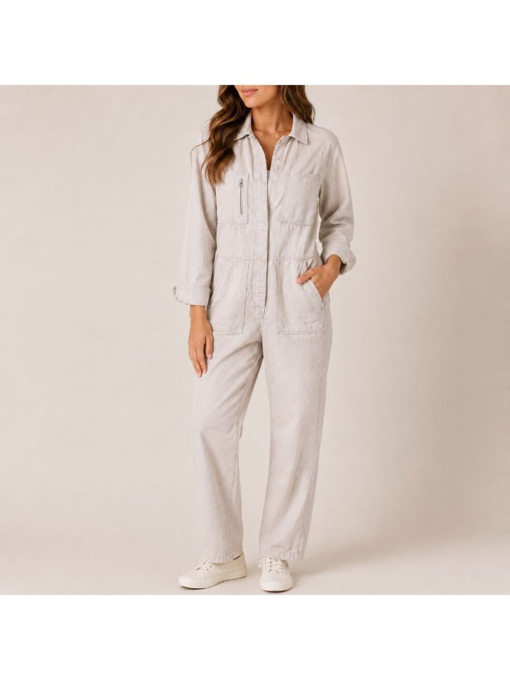 NWT Outerknown S.E.A. Suit Jumpsuit XS Organic Cotton Linen Neutral Minimalist